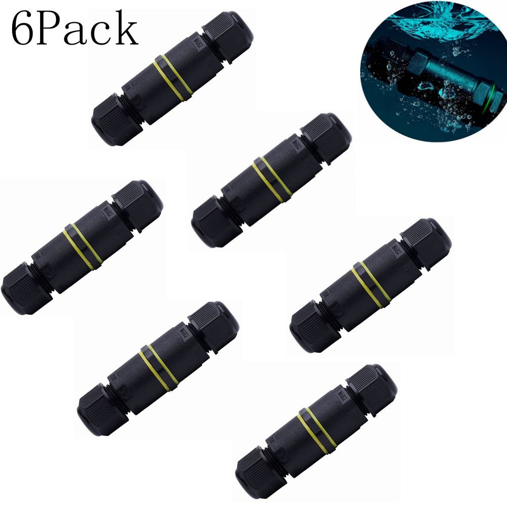 PRODDELI IP68 Waterproof Junction Box Outdoor Electrical Cable Connector External Sleeve Coupler 3 Pin 9A 450V 4-8mm Range (6 Pack)