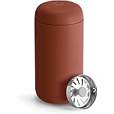 Fellow 12 oz Carter Move Travel Mug - Vacuum-Insulated Stainless Steel Travel Coffee Mug - Coffee Tumbler with Ceramic Interior and Splash Guard - Sienna