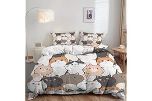 AILONEN Cat Duvet Cover Set,Cat Bedding Set for Girls,Twin Comforter Cover Cat,1 Quilt Cover 2 Pillowcases 3 Piece