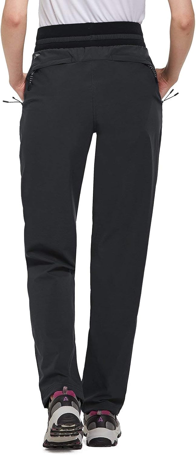 BALEAF Women's Hiking Pants Capri with Zipper Pockets Lightweight Quick Dry Elastic Band SPF 50+ Jogger Golf Pants : Clothing