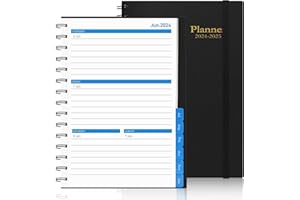SOOMEET Daily Planner 2024-2025, 18 Month Planner with Tabs, Monthly Weekly Daily Planner 2024-2025, January 2024 - June 2025 Time Management Manual and Planner, 100GSM Thick Paper, A5 Size, Black