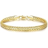 CISSIEPERAL Bracelets for Women Non Tarnish 14K Gold Bracelets for Men Wheat Chain & Foxtail Chain Bracelet for Womens Gold Bracelet Jewelry 6.5/7/7.5/8/8.5in