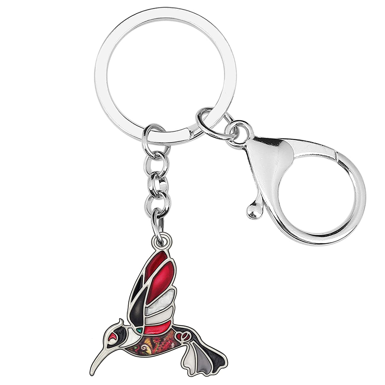 Enamel Alloy Flying Hummingbird Keychain Bird Jewelry For Women Girls Bag Wallet Charm Gift (Black)