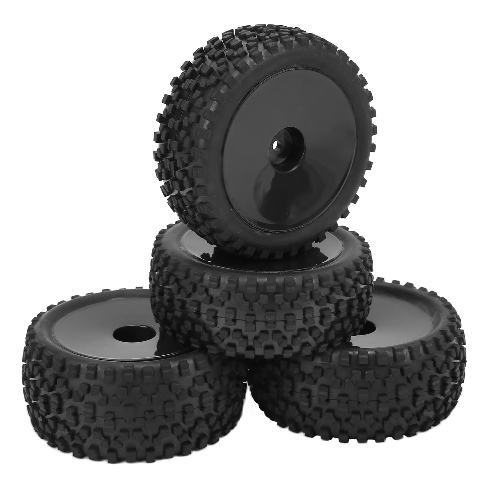 DAWH 12mm Hex RC Wheels and Tires, Perfect High Strength RC Tires and Wheels for Rear Durable Eco-friendly Wear-resistant for 1/10 Off Road Vehicle (Black)
