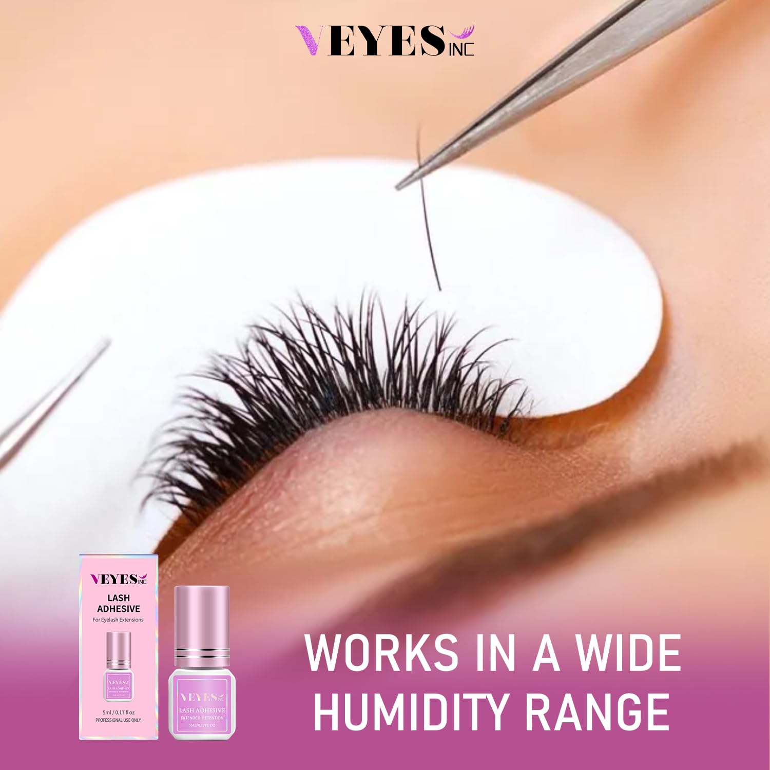 VEYES INC Eyelash Extension Glue - 0.5-1 Sec Drying (0.17fl.oz / 5ml)/Up to 8 Weeks Retention/Black Adhesive Salon Use for Lash Tech
