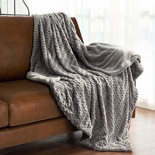 Super soft faux fur warm fleece throw 60"x80"…