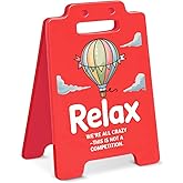Funny Relax Stress Relief Office Desk Decor Sign We're All Crazy Desk Sign Home Office Decorations Humor Gifts for Coworkers Colleagues Employees