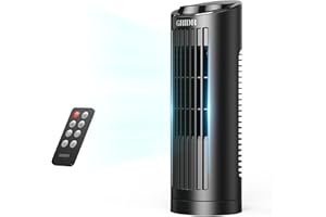 GRIDR 13" Bladeless Tower Fan with 3 Speeds, 4 Mode (AI, Normal, Natural, Sleep), Touch Screen + Remote Control, 12H Timer, 80° Oscillation, Fast Cooling, Desk Fan for Bedroom Home Office Desktop