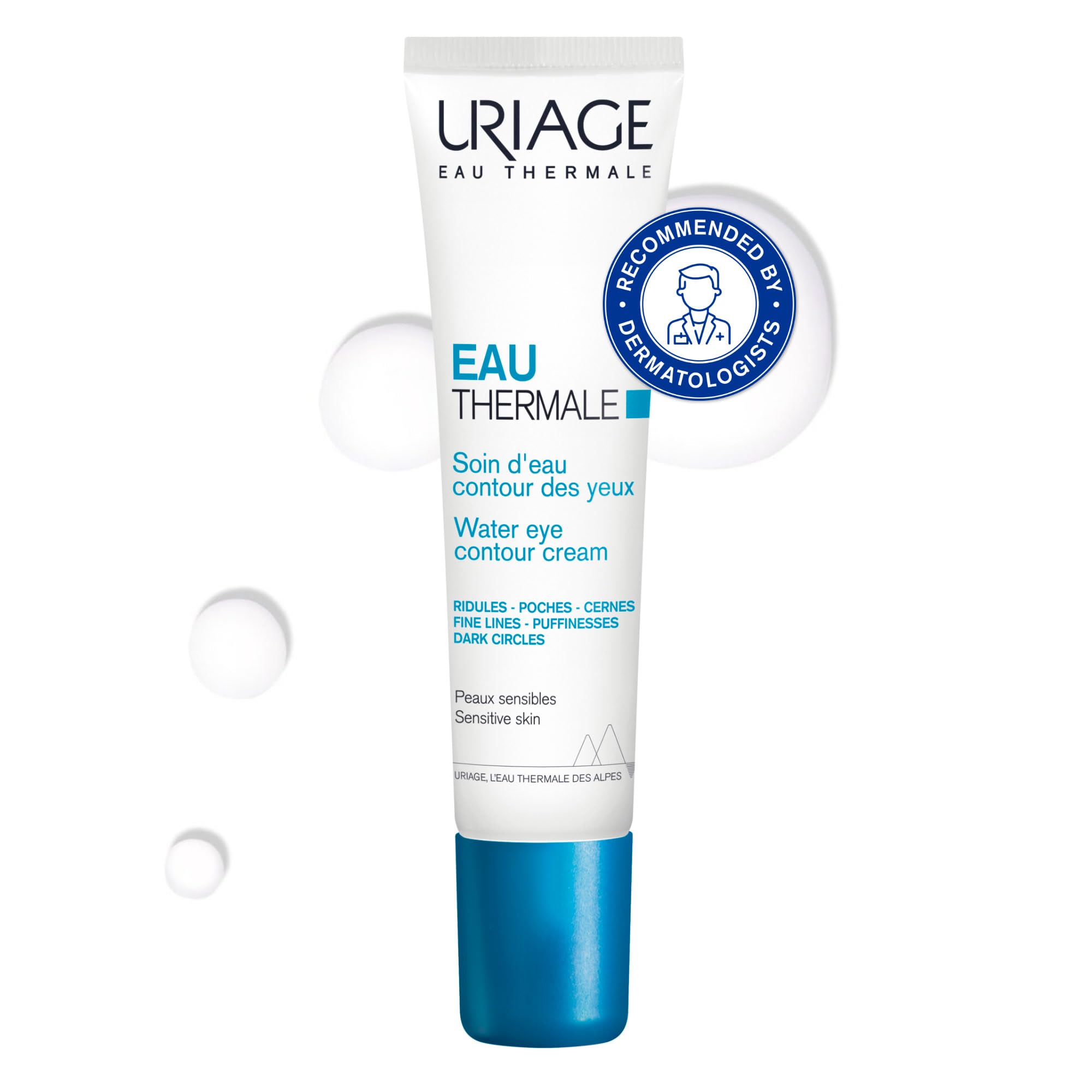 Uriage Eye Contour Cream with Hyaluronic Acid for Sensitive Skin 15ml - Reduces Fine Lines, Puffinesses, Dark circles - Ultra-Refreshing Eye Care - Paraben & Fragrance-Free I Ophthalmologically Tested