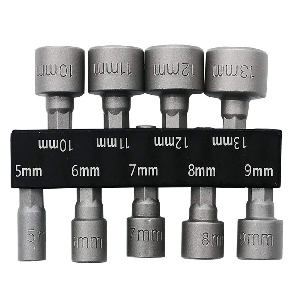 5-13 mm Hex Shank Nut Setter Driver, Drill Bit Set Powerful Socket Combination Quick Change Metric Nut Driver Set 9 Pcs Impact Driver Bit Set