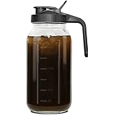 VCVOIP 64 oz Glass Pitcher with Lid - 2 Quart Mason Jar Pitcher with Lid, Wide Mouth Airtight & Leakproof Glass Jar for Iced Tea, Juice, Breastmilk, Cold Brew, Sun Tea and Drinks
