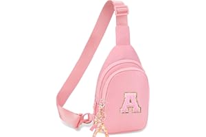 KEJEA Birthday Gifts for for Girls Women- Personalized Initial Sling Bag Cross Body Bag Fashion Waist Packs Trendy Travel Fanny Pack with Initial Letter Patch Cute Stuff A