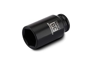 MIXPOWER 1/2" Drive Deep Impact Socket, CR-MO, 30mm, METRIC, 6 Point, Axle Nut Impact Grade Socket for Easy Removal