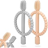 Baby Teething Toys with Easy-Hold Handle, Silicone Infant Toothbrush, Textured On Both Sides Helps Massage, Soothe Sore Gums,