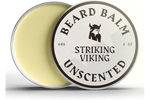 Striking Viking Beard Balm for Men - Unscented Leave-In Conditioner & Styling Balm with Naturally Derived Beard Butter, Argan & Jojoba Oils, 2 Ounce (Pack of 1)