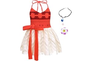 HenzWorld Girls Dress Costume Princess Adventure Birthday Party Halter Beach Outfit Flower Clip Necklace Headband Accessories