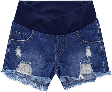 Distressed denim maternity shorts Clearance