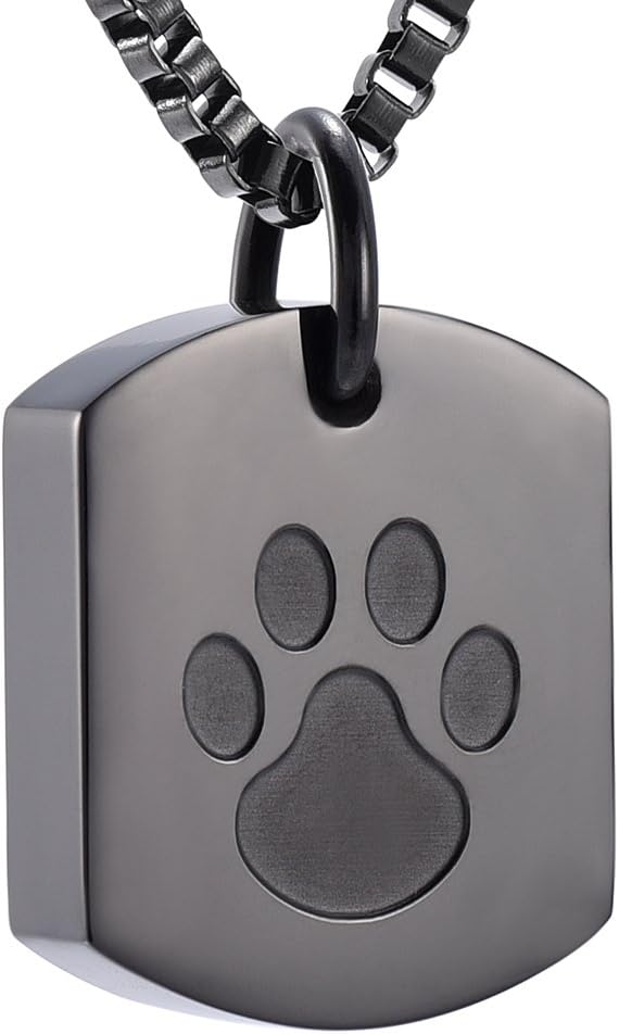 Pet Paw Cremation Necklace for Ashes Pendant Locket Stainless Steel Funeral Keepsake Memorial Jewelry Fill Ash Urns for Dog/Cat