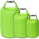 Amengsen Dry Bag Set, Waterproof Small Lightweight Dry Bags for Paddle Board Kayaking, Fishing, Camping (Green, 2L+5L+10L)