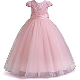 GELOMARI Girls Sequin Dress V-Back Pageant Girls Dress Party Sparkly Flower Girl Dresses Wedding Birthday Gown