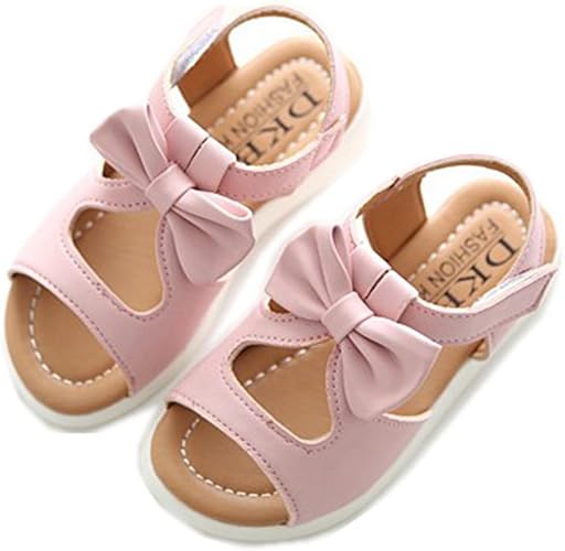 Amazon 子供サンダル 女の子 サンダル キッズ 女の子 履きやすい 14 15 16 17 18cm センチ マジックテープ リボン 付き ビーチサンダル 軽量 耐磨 夏 ビーチ 子供靴 ガールズ かわいい ピンク ベビーシューズ 通園 通学 こども靴 Puレザー 5cm ピンク シューズ