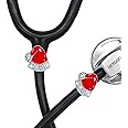 HEYGOO 2 Pack Bling Hat Stethoscope Charms Compatible with Littmann, Stethoscope Id Name Tag with Sparkling Silvery Rhinestones for Doctor Nurse