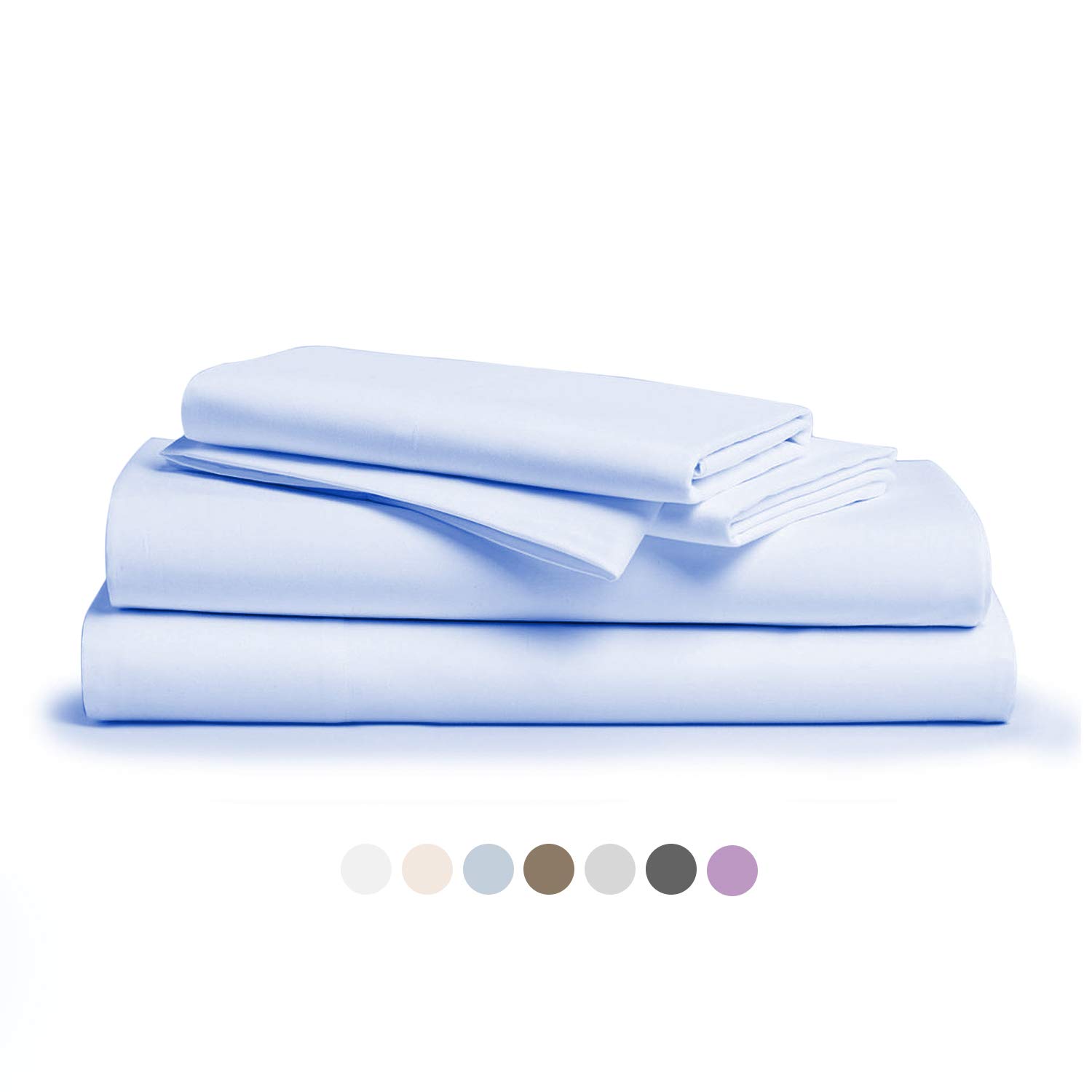 800 Thread Count 100% Pure Egyptian Cotton – Sateen Weave Premium Bed Sheets, 4- Piece Sky Blue California King- Size Luxury Sheet Set, Fits mattresses Upto 18” deep Pocket