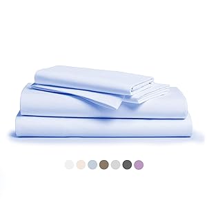 800 Thread Count 100% Pure Egyptian Cotton – Sateen Weave Premium Bed Sheets, 4- Piece Sky Blue California King- Size Luxury Sheet Set, Fits mattresses Upto 18” deep Pocket