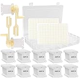 Embroidery Floss Organizer Box Set, 200 White Plastic Flossand 2 Floss Winder 1 Removable 36 Plastic Storage Box and 256 Dots