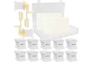 Embroidery Floss Organizer Box Set, 200 White Plastic Flossand 2 Floss Winder 1 Removable 36 Plastic Storage Box and 256 Dots