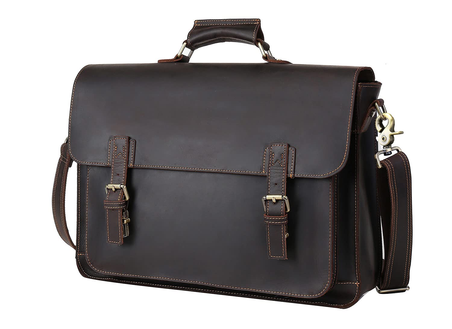 Photo 1 of UBANT Full Grain Leather Messenger Bag for Men 17.3 Inch Laptop Briefcase Vintage Leather Business Travel Portfolio Computer Handbag Crossbody Shoulder Bag