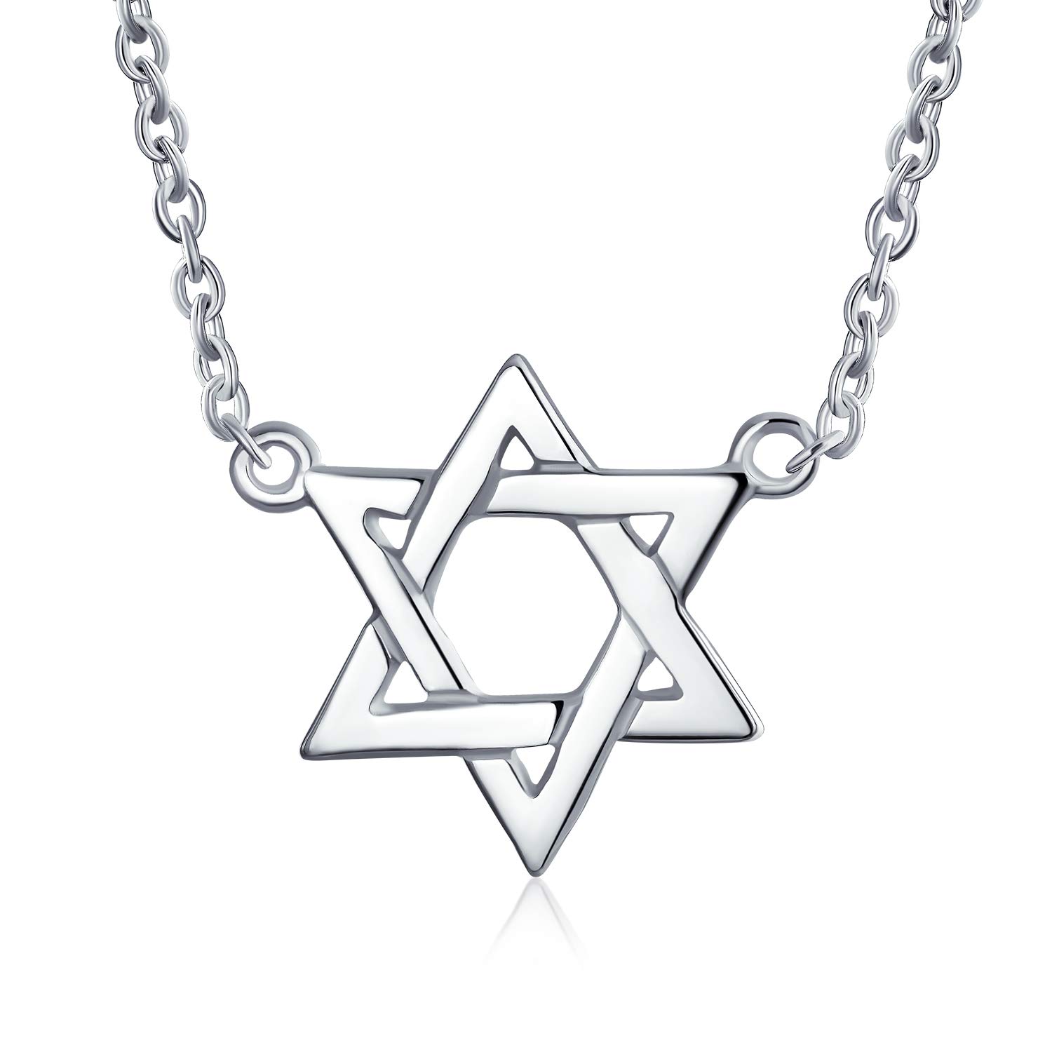 Bling Jewelry Traditional Religious Hanukkah Magen Judaica Star Of David Station Pendant Necklace for Women Teen Bat Mitzvah .925 Sterling Silver — image 1
