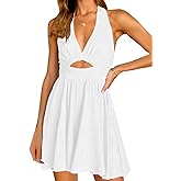 Inorin Womens Summer Sleeveless Halter V Neck Backless Cut Out Sexy Casual Party Swing Flared Mini Dress