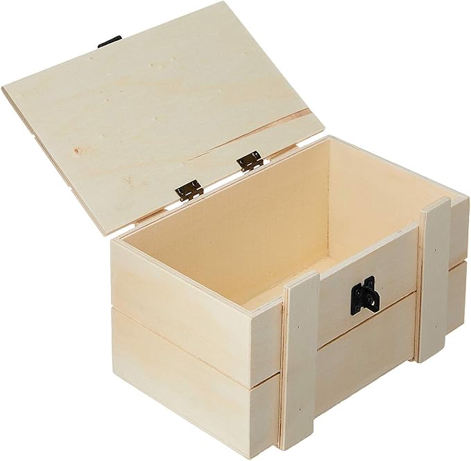 Darice Wood Chest Hinged with Clasp 6.1 x 4.1 x 4.3-Inch