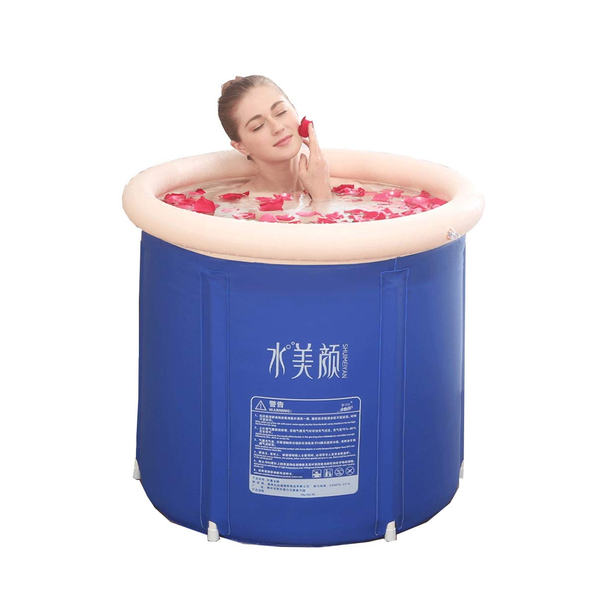 Tub, Bath Soaking Durable Blue Bathtub, Portable Inflatable