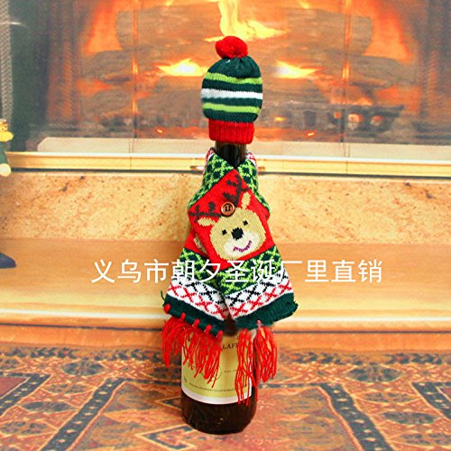 Christmas Wine Bottle Cover, Christmas Scarf Wine Bottle Ugly Sweater Covers with Beanie for Xmas Decoration Party by DomeXmas