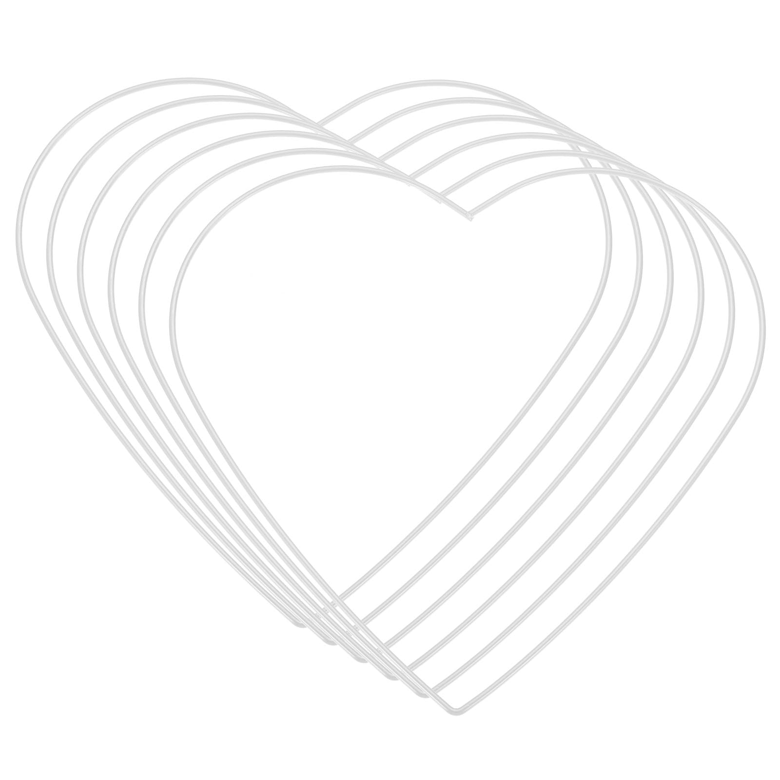 PATIKIL 9.8" Heart Dream Catcher Rings, 6 Pcs Metal Macrame Wreath Floral Ring Hoop for Home Car DIY Craft Wedding Wall Hanging Decorations, Silver Tone