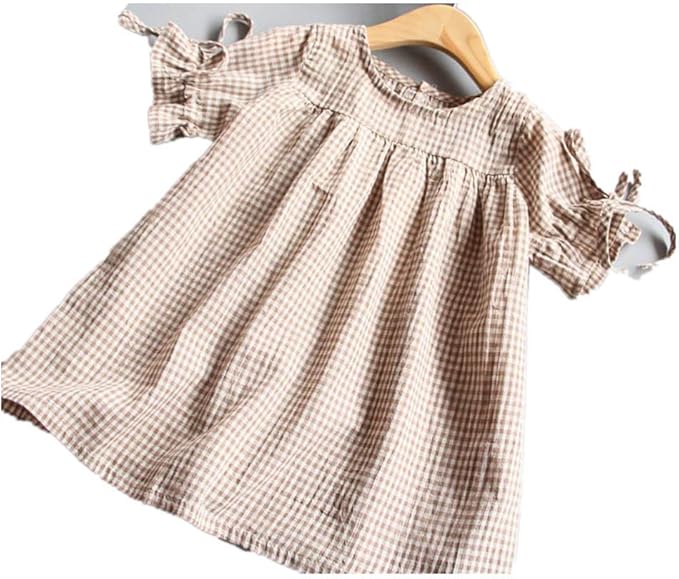 Amazon Elegant Salonワンピース キッズ ギンガムチェック リボン Aライン ミディアム 綿 夏 女の子 ジュニア 子供服 カジュアル 韓国っぽい ゆったり フレア ワンピース チュニック 通販