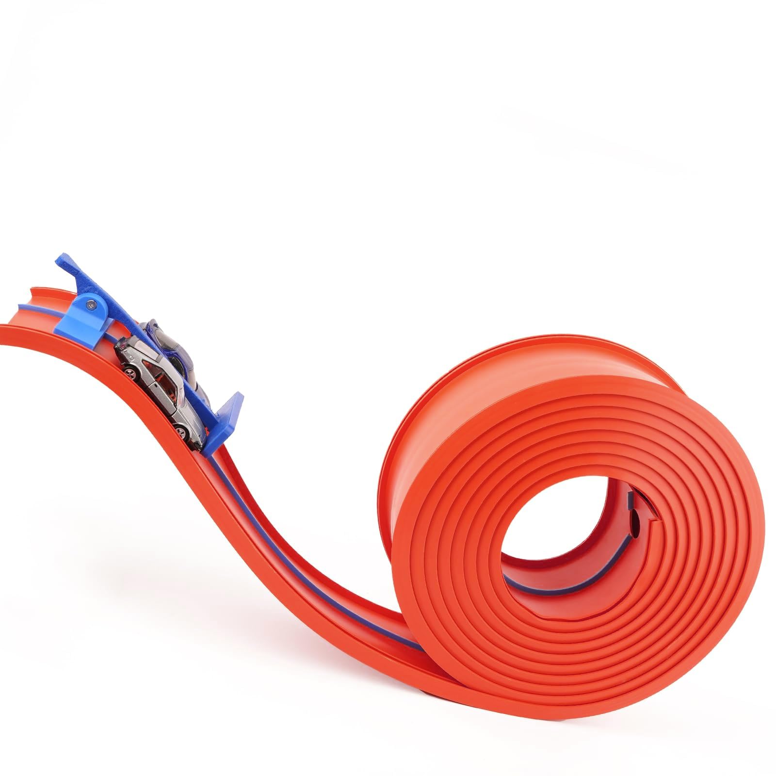 Photo 1 of 15 Ft Flexible Race Car Track for Diecast 1/64th Cars,Classic Long Rolls Up Portable Racetrack Roll Up Race Track