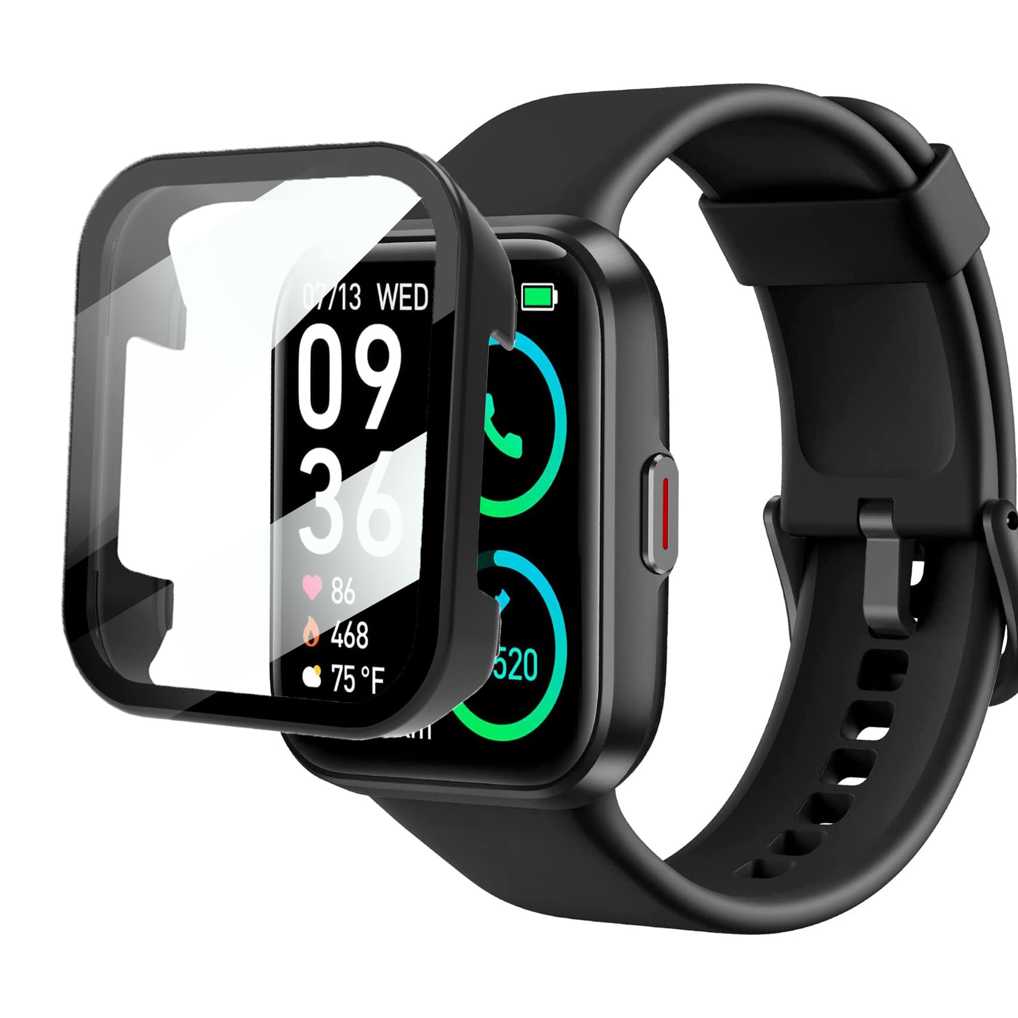 for Aeac ID208 smartwatch Case, Hard PC Case with Screen Protector Compatible with ENOMIR 1.7" ID208BT/Aeac 1.7" ID208/SKG V7 PRO/ENGERWALL/Konitee/TOZO S2 44MM/GGZZ/Gydom/FACOI/VRPEFIT/Oraimo id208bt