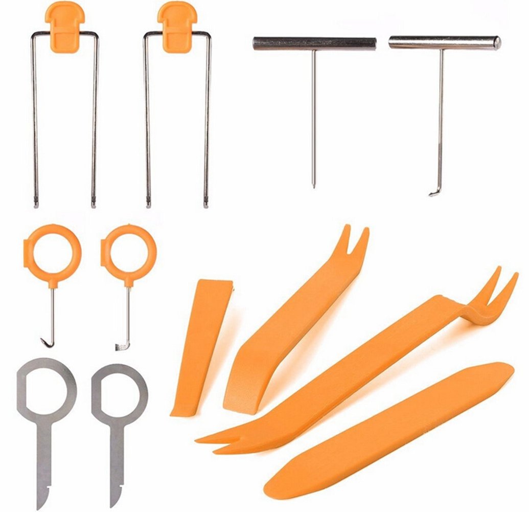 Auto Trim Removal Tool,Auto Door Clip Panel Trim Removal Tool Kits Stereo Radio Interior Light Repair Tool Kit,12 Pieces Door Panel Removal Tools for Dash Center Console Installation and Remover