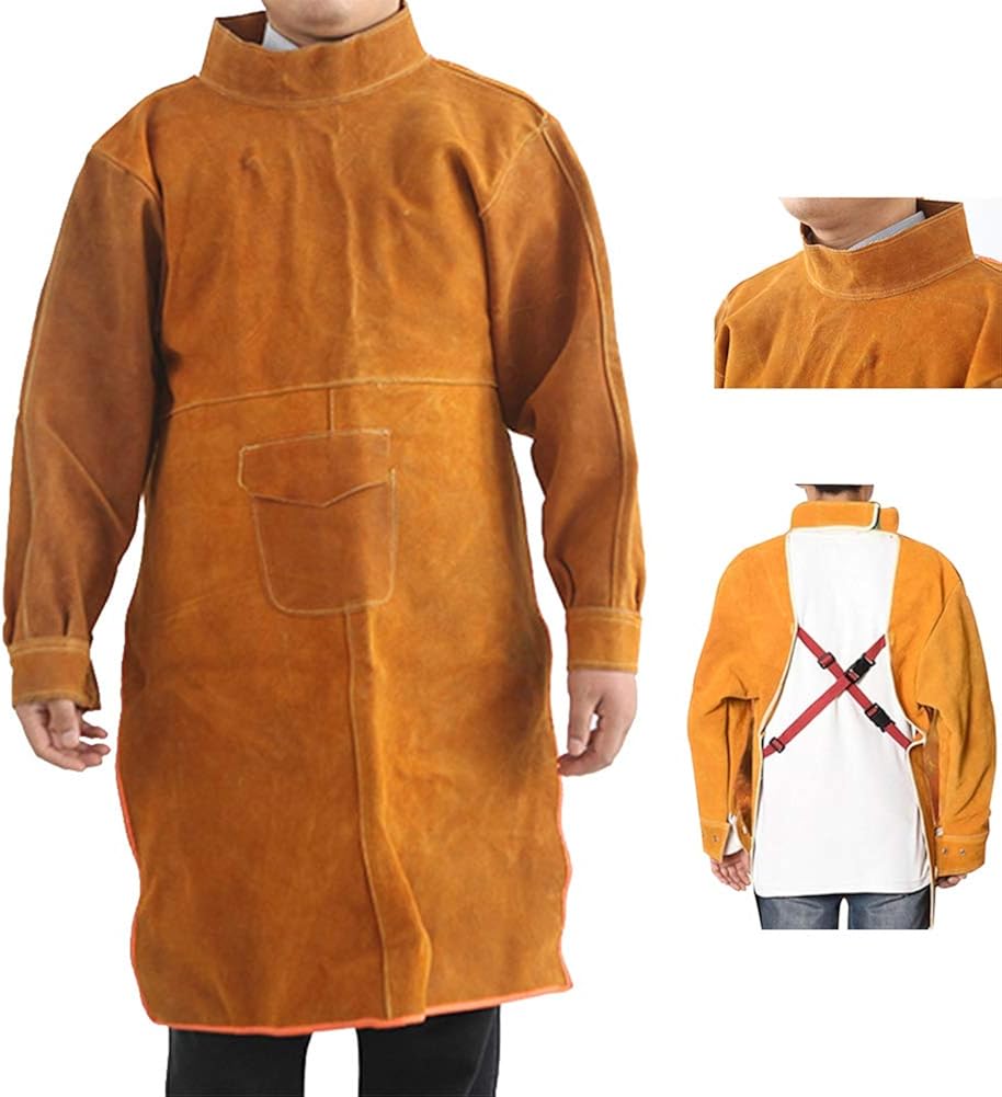 Welding Apron, Welding Jacket, Leather Long Sleeved Overalls