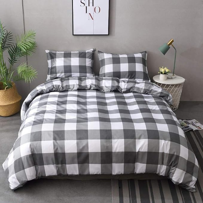 Amazon.com: Buffalo Plaid Duvet Cover Queen,100% Lightweight Microfiber