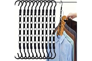 10 Pcs Magic Hangers Organizer, Hangers Space Saving, Hanger Connection Hooks Black, Closet Organization with Rotating Hook, 