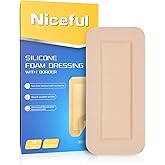 Silicone Foam Dressing 4"x8"(10 Count) | Large Bandages for Wound Care/Bed Sores/Post-Surgery