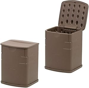 Picotech Resin Storage Tool Deck Cabinet Box Bin Organizer Brown Durable Sturdy Heavy Duty Waterproof Weatherproof for Home Indoor Outdoor Porch Garden Balcony Hideaway Pool Shoe Beach Towel Toy Patio