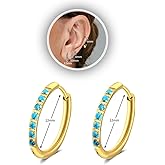1Pair Turquoise Small Hoop Earrings for Women 316L Surgical Stainless Steel Hypoallergenic Dainty Huggie Hoop Earrings Lightweight for Women Earings Piercing Jewelry