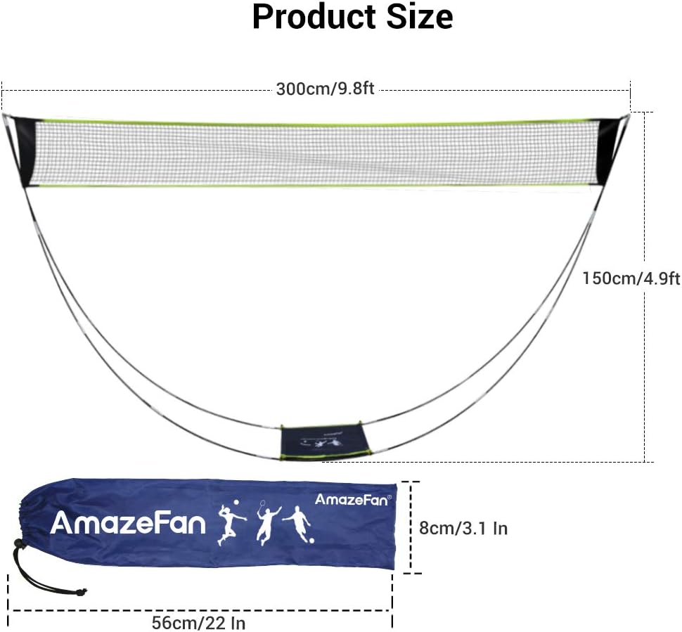 AmazeFan Portable Badminton Net Set with Stand & Carrying Bag, Folding Volleyball Tennis Badminton Net – Easy Setup for Beach/Indoor Court, Outdoor, No Tools or Stakes Required : Sports & Outdoors