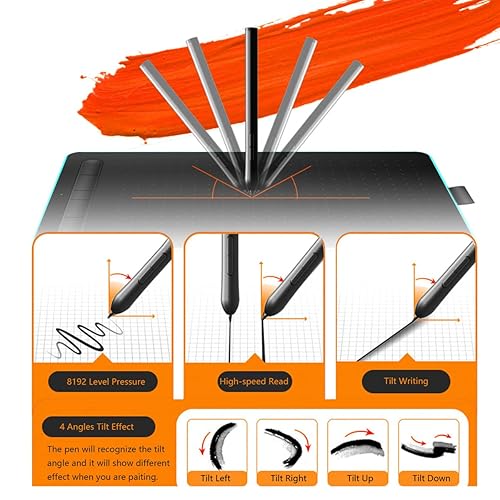 LetSketch 9625 grafische tekentabletten, 8,26 x 5,5 inch digitale grafische tablet met 8192 niveaus, batterijvrije pen en 5 sneltoetsen, compatibel met Windows MacOS Android