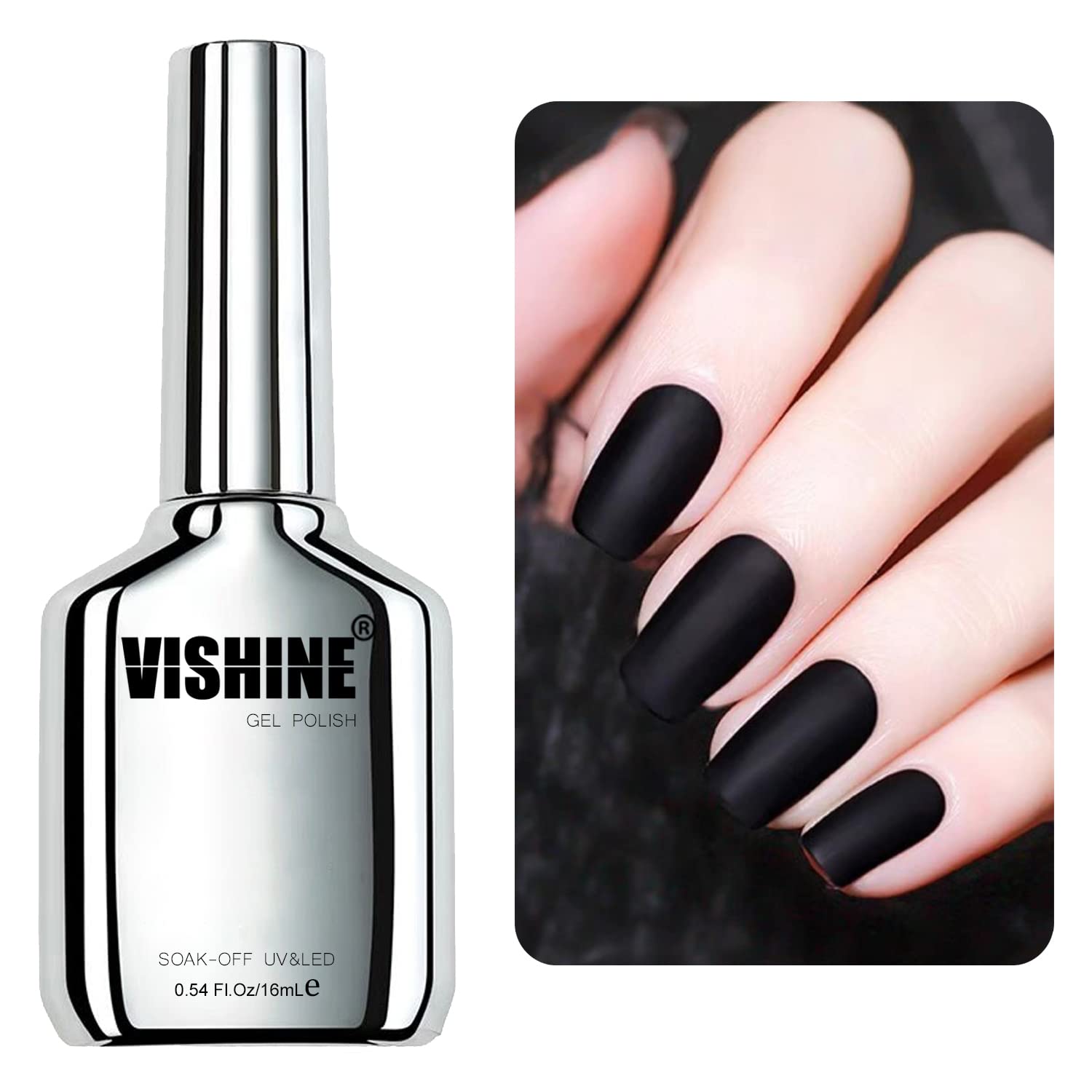 Vishine Matte Gel Top Coat, 16ml No Wipe Matte Top Coat Soak Off Nail Lamp Gel Polish Long-lasting for Nail Art DIY Home Salon